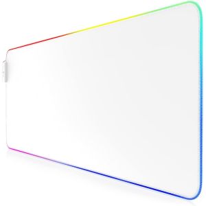 RGB Gaming Mouse Pad XXL-LED Bright Multicolor 11 Modes-800 x 300 mm Non-slip Surface for PC and Mac Computer Players-White mousemat white - Neuf