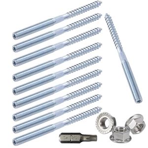 CHECARZHN--NO1-Vis À Double Filetage M8*80Mm Vis À Cheville À Double Extrémité Vis Goujon 10Pcs Vis À Filetage Avec Écrou À Bride Pour Le Raccordement De Meubles En Bois Et L'Installation Électrique - Neuf