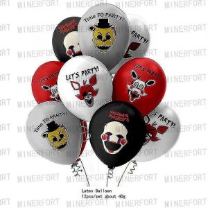 Figurines Anime Cinq Fnaf Fournitures De Fête D'anniversaire Vaisselle Jetable Assiettes En Papier Tasses Ballons Cake Topper Pour Enfants Décorations-Ballon 12pcs 2 - Neuf