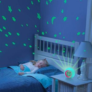 Cheng-Reveil Enfant R&eacute;veil Educatif Jour Nuit Enfant Reveil Veilleuse 7 Couleurs Lumi&egrave;re Avec Projecteur D'&eacute;toiles, Lampe De Table Et Rappel De Musique, Affichage De Heure Et Temp&eacute;rature (Rouge) - Neuf