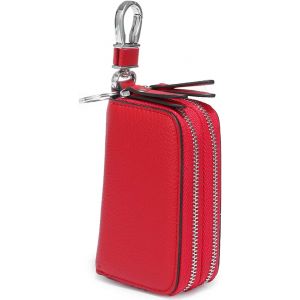 CAUC-&Eacute;tui &agrave; cl&eacute; en cuir v&eacute;ritable avec double fermeture &Eacute;clair pour cl&eacute; de voiture - Neuf