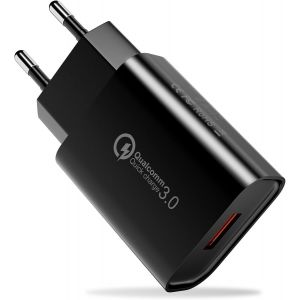 Chargeur Prise USB, 18W Quick Charge 3.0 Chargeur Rapide Adaptateur de Charge Rapide pour Samsung Galaxy S23/S22/S21/S20/S10/S9/S8/A34/A20/A14/Z Flip 3, iPhone 15/14/13/12/11/SE, Huawei, Xiaomi - Neuf