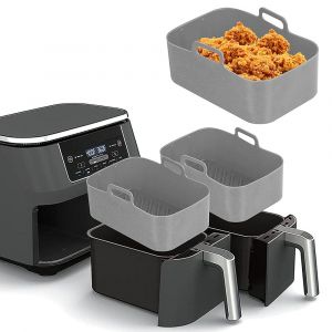 Ensemble de 2 plaques de cuisson r&eacute;utilisables en silicone pour friteuse &agrave; air Ninja Foodi Dual DZ201 - Neuf