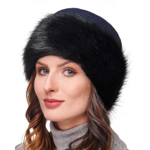 Chapeau D¿Hiver Garni De Fausse Fourrure Pour Les Femmes - Chapeau Russe Chic Avec Polaire (Cheveux Noirs Bleu Haut) - Neuf
