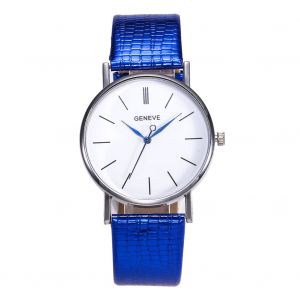 Montre-Bracelet A Quartz Ultra-Fine Zhoulianfa Avec Bracelet En Pu Et Aiguilles Bleues Zlf-0220 (Bleue) - Neuf