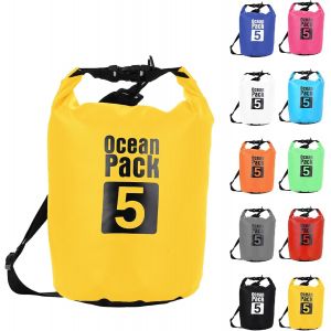 Kalanka-5l Sac Étanche Polyvalent, 2l/5l/10l/15l/20l/30l Jaune Waterproof Dry Bag Avec Longue Bandoulière Réglable Sac À Dos Confort Imperméable Pour Bateau/Kayak/Pêche/Rafting/Natation/Camping/Snowb - Neuf