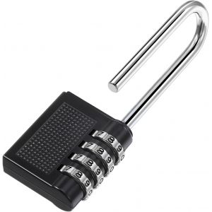 Cadenas &agrave; Combinaison 4 Chiffres - Cadenas S&eacute;curit&eacute; Ext&eacute;rieur Long pour Casiers, Entrep&ocirc;ts, &Eacute;coles - Verrouillage Renforc&eacute; Longue Dur&eacute;e - Bo&icirc;tes aux Lettres, Bo&icirc;tes &agrave; Outils, Portails (Noir) - Neuf