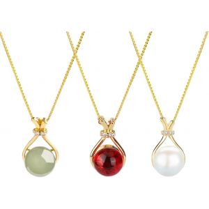 Collier 3 Pièces Avec Pendentif Queue De Poisson,Bijoux En Pierre Précieuse,Chaîne Porte-Bonheur,Chaîne En Acier Inoxydable,Chaîne Dorée,Chaîne Argentée (Rouge,Vert,Blanc) - Neuf