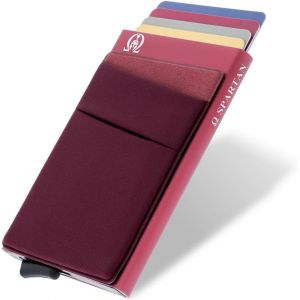 TRAHOO-RE Porte-cartes pour homme avec capacit&eacute; de 6 &agrave; 8 cartes | Porte-cartes m&eacute;tallique RFID | Portefeuille minimaliste en aluminium | Porte-cartes compact et s&ucirc;r, rouge, De mano, Moderne - Neuf