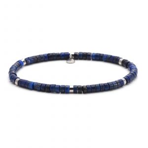 Bracelet Perles Heishi 4mm Pierre Lapis Lazuli - Neuf