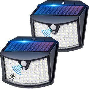 Lampe Solaire Exterieur, &iquest;Lot De 2&iquest; Lumi&egrave;re Solaire Ext&eacute;rieure, 3 Modes Ip65 &Eacute;tanche - &Eacute;clairage Ext&eacute;rieur Solaire Pour Jardin, Garage, Patio, Lampe Exterieur Murale - Neuf