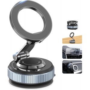 Asfasfq-Gahenwo Support Telephone Voiture Magnetique, 360° Rotation Porte Telephone Voiture Aimant Telephone Voiture Sous Vide, Support Phone Voiture Pliable Avec Anneau Magnétique Pour Tous Les Smar - Neuf