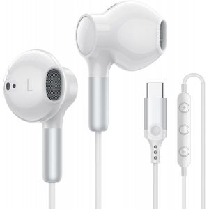 LORANKA-&Eacute;couteurs USB-C pour iPhone 15, 16, Pro Max, iPad Pro Air 5/4, Mini 6, Google Pixel 9-6, Samsung Galaxy S24, avec c&acirc;ble C, microphone et contr&ocirc;le du volume - Neuf