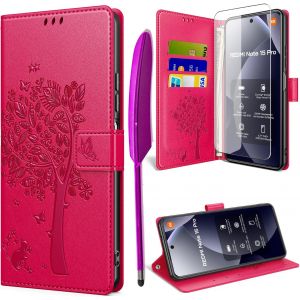 LORANKA-Coque pour Xiaomi Redmi Note 15 Pro 4G avec Verre Tremp&eacute;, &Eacute;tuis Rabat Folio Anti-Choc Protection Housse Cuir PU Portefeuille [Fermeture Magn&eacute;tique][Emplacements Cartes][Stand Feature] - Fuchs - Neuf