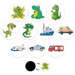 Trahoo-10pcs Apprentissage Propreté Enfant Autocollant, Réutilisables Autocollant Magique Pour Pot D'apprentissage De La Propreté Pour Garçons Filles Avec 10 Motifs - Dinosaure, Voiture, Avion - Neuf