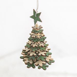 Lampe solaire suspendue papillons décoration de Noël cloche en bois pendentif arbre de Noël - Neuf