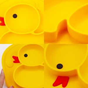 Plateau En Silicone Blue Duck Baby, Aspirateur Antid&eacute;rapant Pour Enfants, Bol &Agrave; Compartiments Antid&eacute;rapant, Lave-Vaisselle Et Micro-Ondes - Neuf
