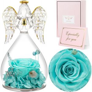 Mother's Day gift,eternal rose gift for mum,eternal flower with angel figurine,gift idea woman,birthday gift for mum,real eternal pink for mum,gift for women.[S96] - Neuf
