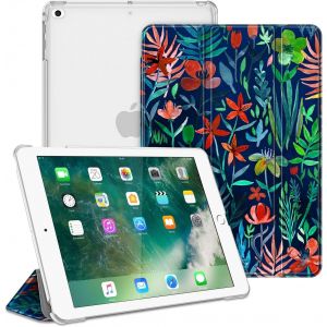 Coque Pour Ipad 6ème/5ème Génération Version 9.7 Pouces 2018/2017 - Etui Mince Et Léger Housse Arrière Semi-Transparent Support Protecteur Sommeil/Réveil Automatique, Jungle Nuit.[F2878] - Neuf