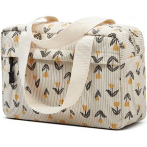 TIANYI-Grande trousse de toilette pour femme - Trousse de toilette de voyage - Trousse de maquillage en velours côtelé pour femme, Jaune tulipe - Neuf