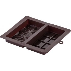 JEXNOVASHOP-43581 Double moule à chocolat de Dubaï en silicone, Moule à tablette de chocolat profond, Moule à chocolat profond, Moule à chocolat super profond, Silicone, Marron, 19 x 22,5 cm - Neuf