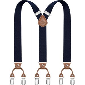 Cauc-Bretelles Pour Hommes Avec 6 Pinces M&eacute;talliques En Y Ajustables Bretelles Pour Pantalons Bretelles &Eacute;lastiques Robustes Pour Hommes - Neuf