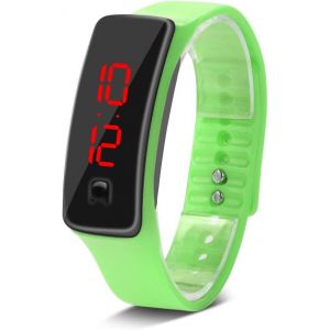 Kalanka-Montre-Bracelet De Sport, Bracelet En Silicone Led Affichage &Eacute;lectronique Montre De Sport Hommes Et Femmes Montre-Bracelet Avec Cadran 12 Heures Pour La Course &Agrave; Pied En Ext&eacute;rieur Et En(Vert) - Neuf