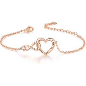 Eryi-Coeur Infini Bracelet Femme Acier Inoxydable Plaqué Or/Argent/Or Rose Zirconium Bracelet Fantaisie Bijoux Cadeau - Neuf