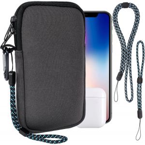 Kal-Housse Universelle Smartphone, Pochette De Protection En Durable Néoprène Pour Téléphone Portable Sacoche De Protection Avec Mousqueton Et Dragonne Compatible Avec Iphone 13 14 15 16, Gris - Neuf