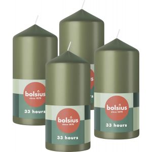 SANSH-- Lot de 4 bougies piliers - Vert - 12 x 6 cm - Longue durée de combustion de 33 heures - Sans parfum - 5% Cire naturelle végétalienne - Sans huile de palme - Neuf