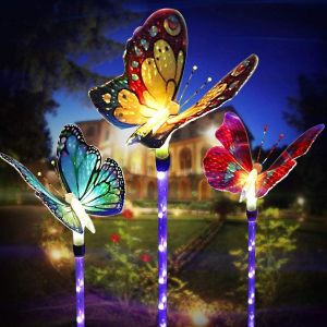 Lumi&egrave;res Solaires Ext&eacute;rieures De Jardin, Eaaerr 3 Pi&egrave;ces Lampes Solaires &Agrave; Piquets Papillon Led Multicolore Changeant,Lumi&egrave;re Solaire Pour Jardin, Cl&ocirc;ture, Patio, Terrasse, Cour, All&eacute;e D&eacute;coratives - Neuf