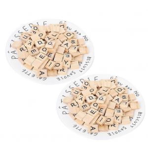 2 Set Tuiles En Bois Puzzle Blocs Artisanat Outils &Eacute;ducatifs Artisanat pour 26 Alphabet AnglaisCapital Alphabet Anglais Plaque De Bois Mixte Ensemble - Neuf