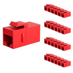 Zoerax-Couremplaçant Femelle À Femelle Rj45 Cat6 Keystone,Couremplaçant En Ligne Utp Cat6 Keystone,Blanc.Red.12Pcs - Neuf