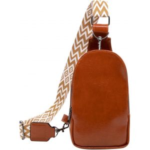 RFCBC-Sac de Poitrine Femme en Cuir Simili Petit Sacs à Dos Porté Travers Imperméable Sac Cuir Vintage Sling Bag Sacoche Bandouliere pour Voyage Vélo - Neuf