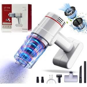 LETNERNY-Aspirateur À Main, 16 000 Pa - Puissance D'Aspiration À 2 Niveaux - Sans Sac - 6000 Mah 120 W - Aspirateur À Main Sans Fil Humide / Sec - Pour Voiture, Maison, Filtre + Tamis En Acier Inoxyd - Neuf