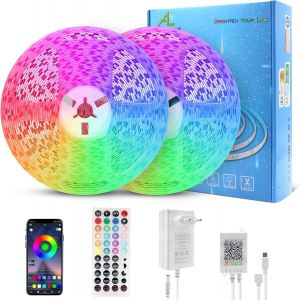 Chenquansarl-Ruban Led 20m, 60 Led/M, 1200 Led, 5050 Smd Rgb Multicolore Bande Led Avec Télécommande À 44 Touches, App Contrôle, Synchron R Avec Rythme De Musique, 24v, Pour Fête/Noël/Chambre(2x10m) - Neuf
