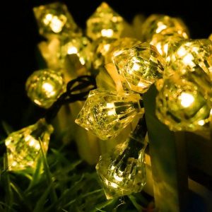 Guirlande Lumineuse Solaire &Eacute;tanche &Agrave; 20 Led - Blanc Chaud, Modes Multicolores, D&eacute;coration De Jardin Ext&eacute;rieur - Neuf