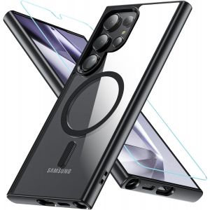 Kal-Coque Pour Samsung Galaxy S24 Ultra 5g, Compatible Avec Magsafe Avec Verre Trempé, Magnétique Protection Samsung S24 Ultra Étui Arrière Housse Fine Antichoc Case Pour S24 Ultra,Noir - Neuf