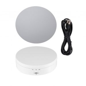 Plateau Tournant Electrique A 360¡Ã Pour Montre, Telephone, Bijoux, Bague, Miroir En Verre, Presentoir, Blanc - Neuf