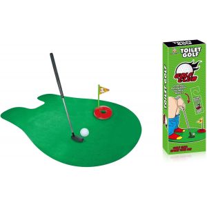 Kalanka-Mini Champ De Golf De La Nouveauté Set,Set Mini Golf Toilette,Coffret Cadeau De Golf Toilette Avec Club,Tapis Putting,2 Balles Et Accroche-Porte,Accessoire Rigolo Pour La Salle Bain - Neuf