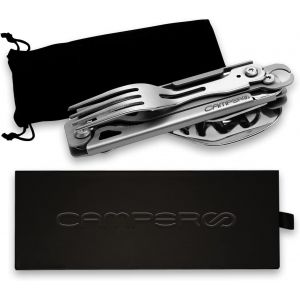 Ulteronixshop-Couverts Lunch Box En Acier Inoxydable &iquest; Couverts Camping Pliables & D&eacute;tachables Pour Camping/Voyage/Randonn&eacute;e/Pique-Nique &iquest; Outil 6-En-1 (Cuill&egrave;re - Fourchette - Couteau) &iquest; &Eacute;tui Offert - Neuf