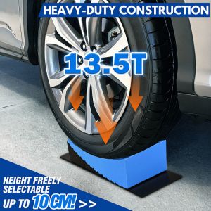 Lot de 2 Cales de roue rondes 32 x 15.2 x 11cm Capacit&eacute; 13.5 t avec Niveau &agrave; bulle en T ,losange forme - Neuf