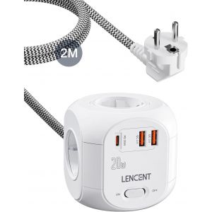 Cube Multiprise Prises 2 M Avec Charge Rapide Pd20 W, Prises Multiprise Pour Usage Intérieur, Multiprise Usb Avec 4 Prises Ca, 3 Usb Et 1 Type C Pour La Maison, La Cuisine Et Le Bureau - Neuf