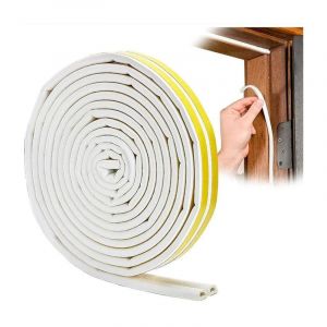 Joint de porte, joint de fenêtre en PVC profilé D, joint de porte et fenêtre à forte adhérence, isolation phonique et protection contre les intempéries, 6 mètres (blanc) - Neuf