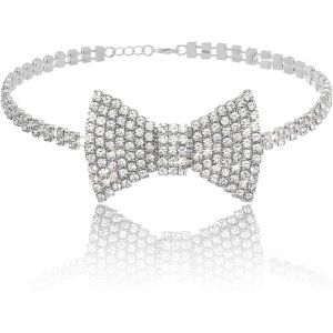 Kal-Etincelant Pierre Précieuse Tour De Cou Paillettes N?ud Papillon Collier N?ud Papillon Tennis Chaîne Fête Boîte De Nuit Mariage Costume Bijoux Pour Femmes Et Filles - Neuf