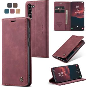 Samsung Galaxy S23 Plus Case Shockproof Premium Pu Leather Case Card Slots Wallet Pouch With Stand Function Flip Case For Samsung Galaxy S23 Plus 5G - Wine Red - Neuf