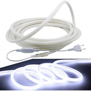 TIANYI-2m Ruban de n&eacute;on ronde, luminescent &agrave; 360&deg; - Blanc Froid, Bande LED 2835 SMD 120 LEDs/m, &eacute;clairage lumineux sans points de lumi&egrave;re, 220V 230V strip, IP65 &eacute;tanche, DIY d&eacute;coration - Neuf
