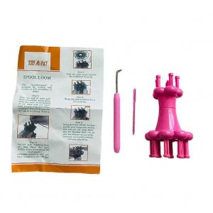 1 ensemble maison bricolage double-t&ecirc;te tricot outil fran&ccedil;ais fil laine corde tricot poup&eacute;e dolly artisanat bobine m&eacute;tier &agrave; tisser fabricant+crochet+aiguille - Neuf