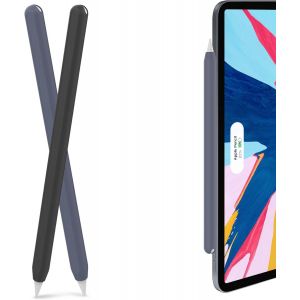 &Eacute;tui Case Cover pour Apple Pencil 2nd G&eacute;n&eacute;ration & Apple Pencil Pro (2024) Silicone Ultra Fine Apple Pencil Case Compatible avec Charge Magn&eacute;tique et Double Tap (Noir & Bleu Nuit) - Neuf