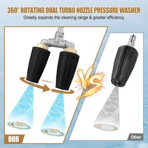 SUBZONAL-Double buse turbo pour nettoyeur haute pression 4000 psi, embouts de buse de nettoyeur haute pression rotatifs à 360° avec connecteur rapide de 6,35 mm, buse turbo double orifice 3.0, embout - Neuf